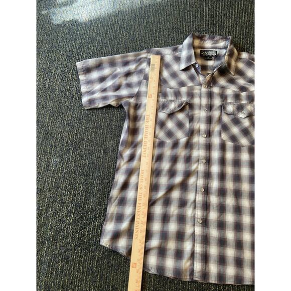 Canyon Guide Outfitters shirt Mens Large Plaid Western Pearl Snap gray red - Picture 7 of 10